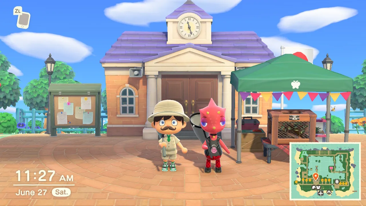 The Bug-Off: Todd in safari gear with Flick the chameleon at the event tent.