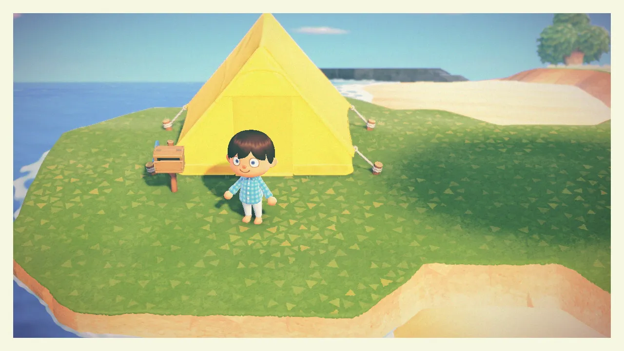 Day one: Todd's starter tent alone on empty, water-ringed land.