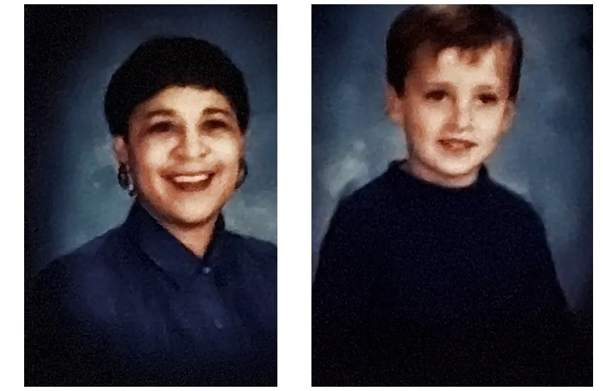 Mrs. Patton and me, side by side, from my 1993 to 1994 Marvin Elementary kindergarten class photo