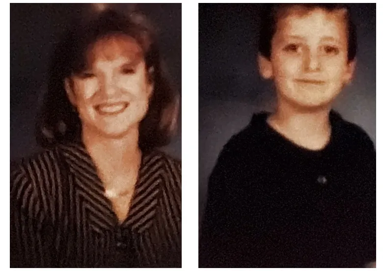 Mrs. Schnelker and me, side by side, from my 1995 to 1996 Marvin Elementary second grade class photo