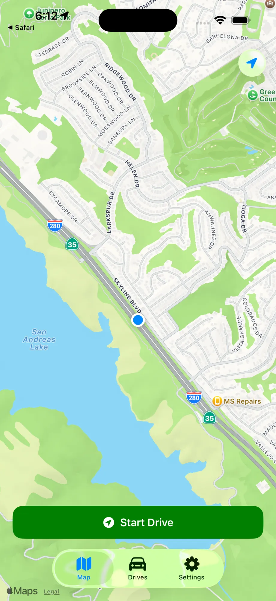 Live drive recording on the map