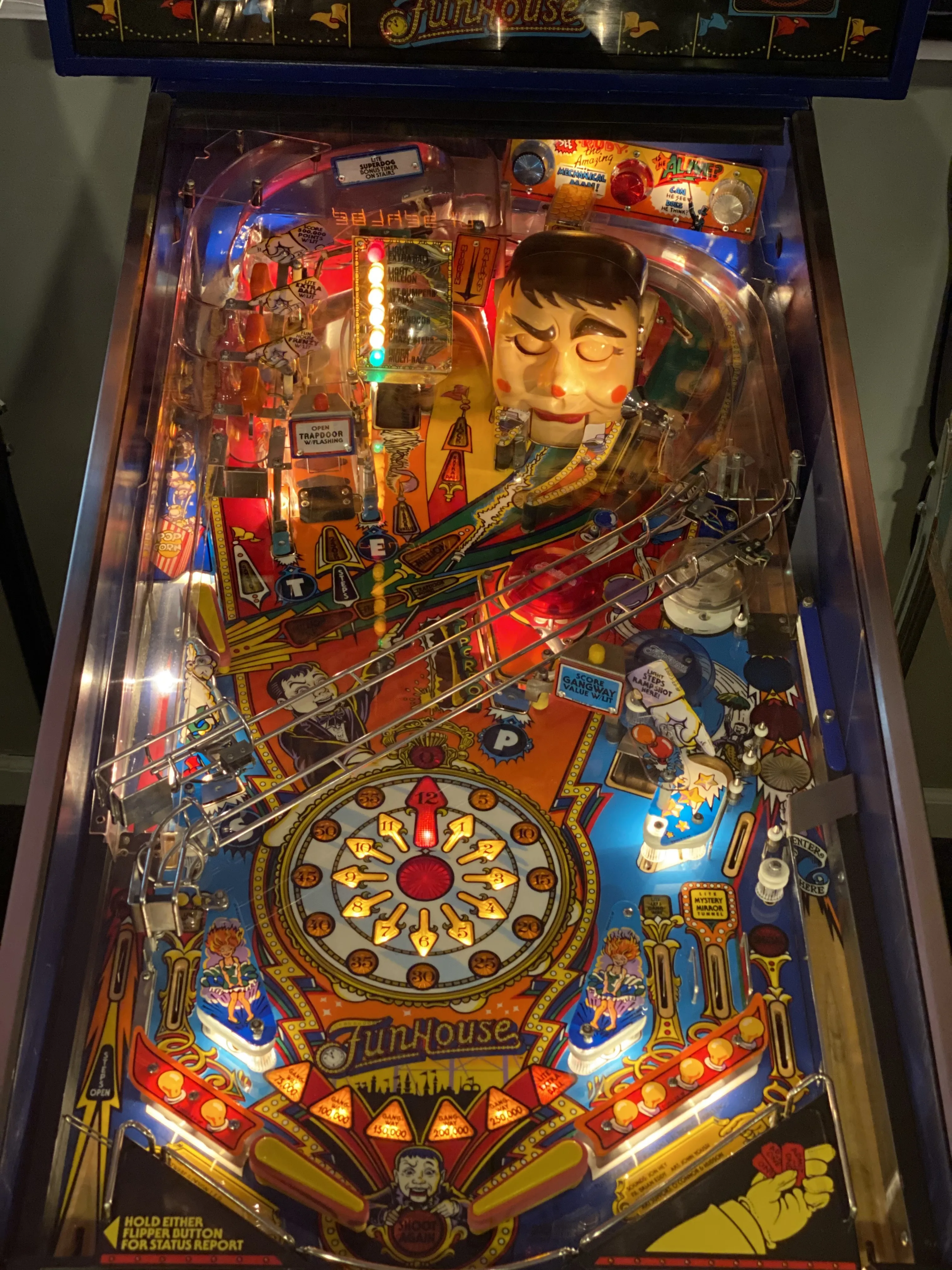 The finished, fully restored Funhouse playfield