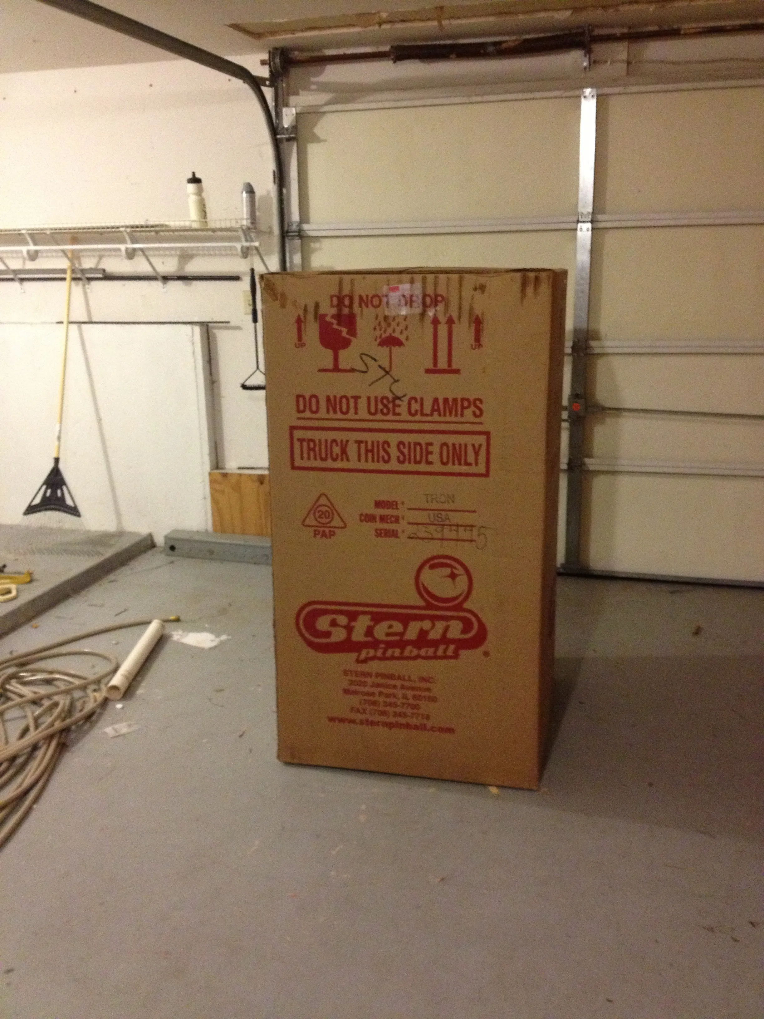 The Stern Tron box, new in the box, waiting in the garage