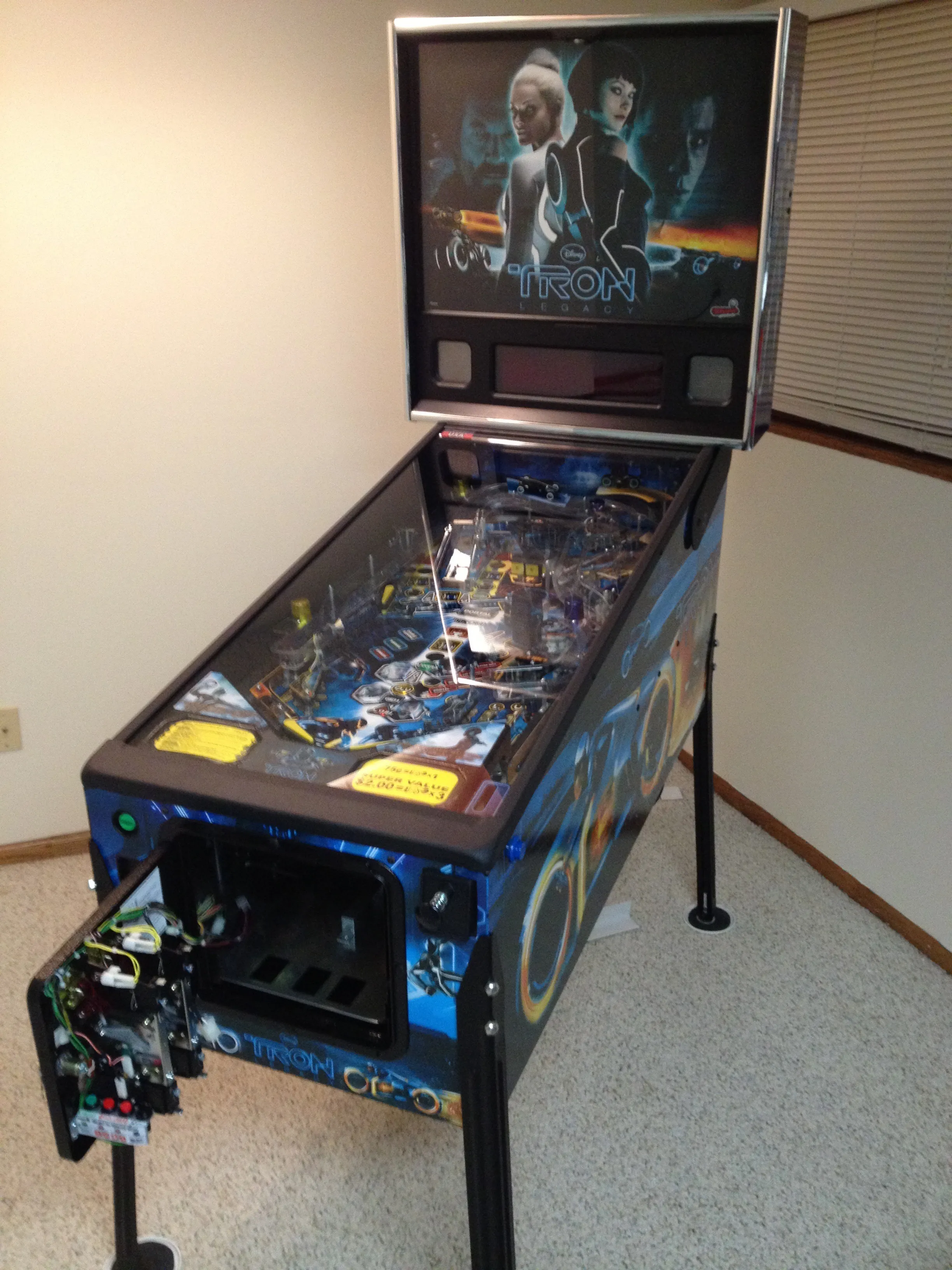 The Tron: Legacy machine set up in the old basement