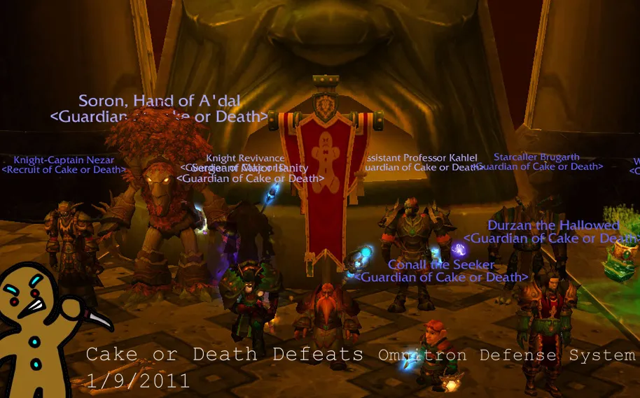 Cake or Death's group kill shot for the Omnotron Defense System, captioned 1/9/2011